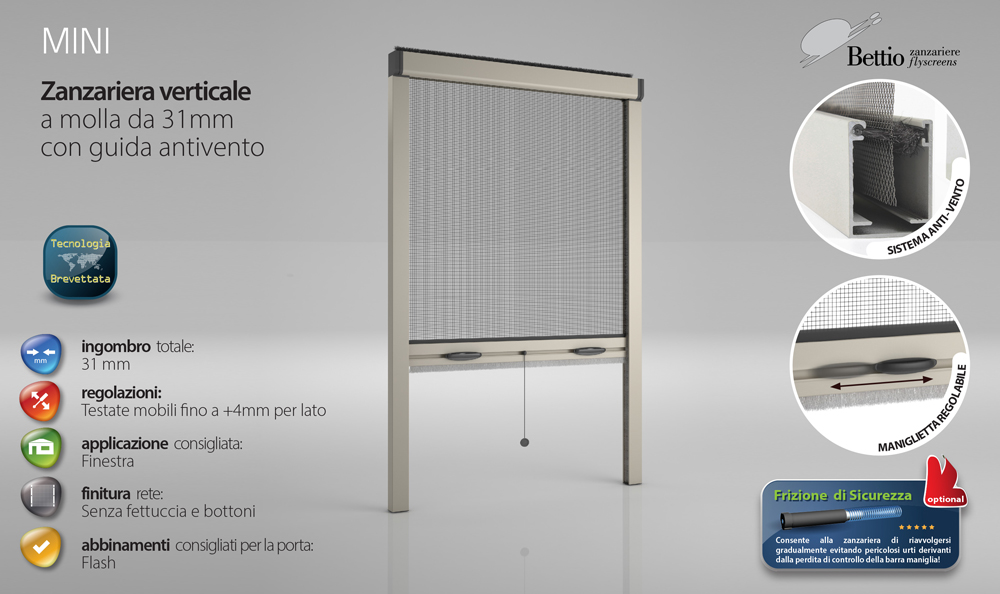 Bettio мини Москитная сетка Вертикальная весна