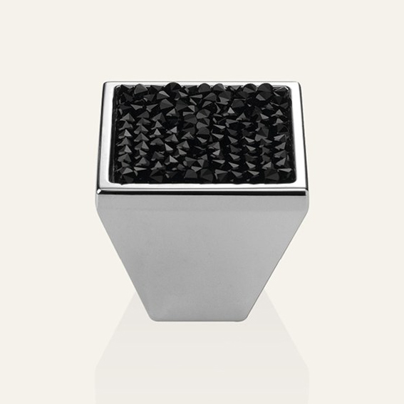 Ручка для мебели Linea Cali Rocks PB с Swarowski® струйного черного хрусталя и полированного хрома