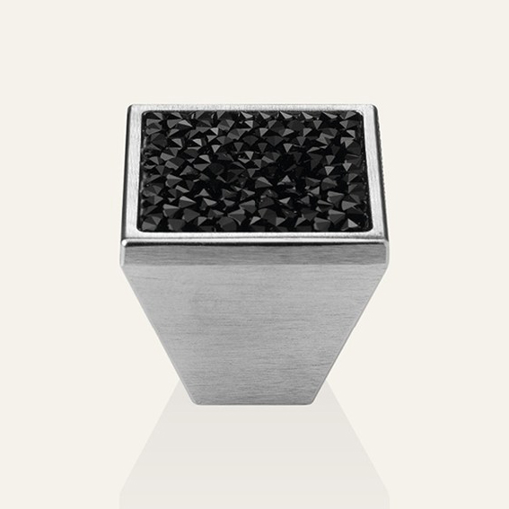 Ручка для мебели Linea Cali Rocks PB с Swarowski® Кристал угольно-черный и матовый хром