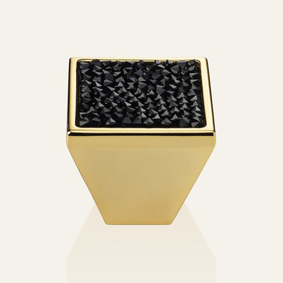 Ручка для мебели Linea Cali Rocks PB с Swarowski® струйного черного хрусталя и чистого золота