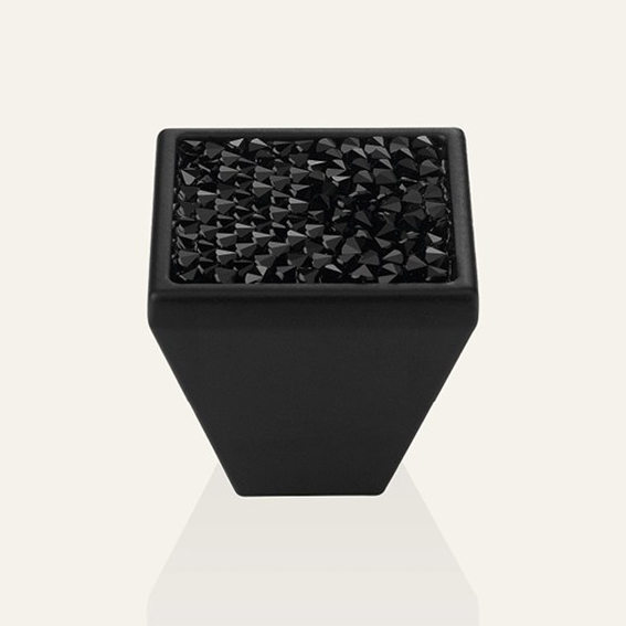 Ручка для мебели Linea Cali Rocks PB с Swarowski® струйного черного хрусталя и черный матовый цвет