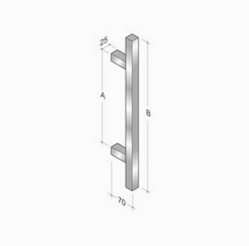 200Q-101 PBA Ручка из нержавеющей стали AISI 316L с квадратным профилем