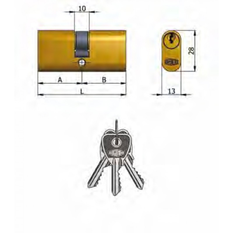 Art.140 / 12 OMEC; Двухместный латунь цилиндр Овальный (5 Pins)