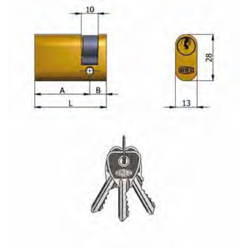 Статья 141/03 OMEC; Половина латунь цилиндр Овальный (5 Pins)