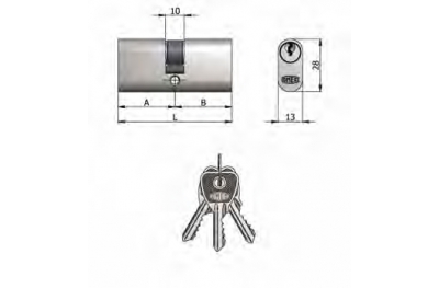 Art.140 / 04 Н OMEC; Двухместный латунь цилиндр никель Овальный (5 Pins)