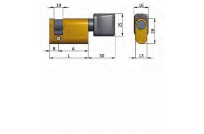 Art.144 / 03 OMEC; Половина цилиндр с ручки из латуни Oval