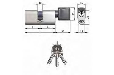 Art.143 / 05 Н OMEC; Никелированная двойной цилиндр Ручка Медные Овальные (5 Pins)