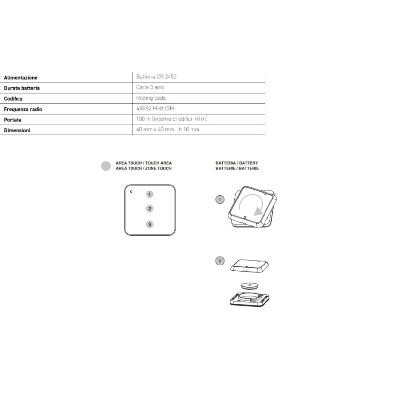 AF 870 Comunello Радиокнопка Rolling Code 433,92 МГц