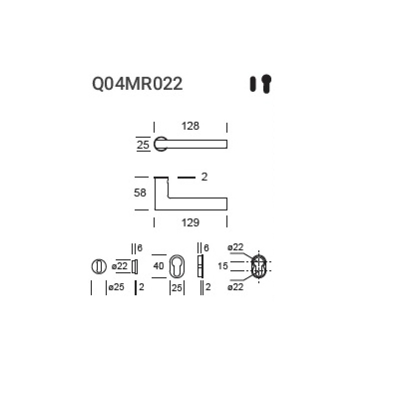 Ручка межкомнатная Atene Q04 Minimal Reguitti Inox