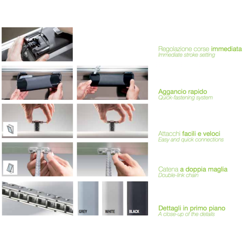 Привод Цепь Смарт 24V 50 Гц Comunello Mowin Черный Серый или Белый