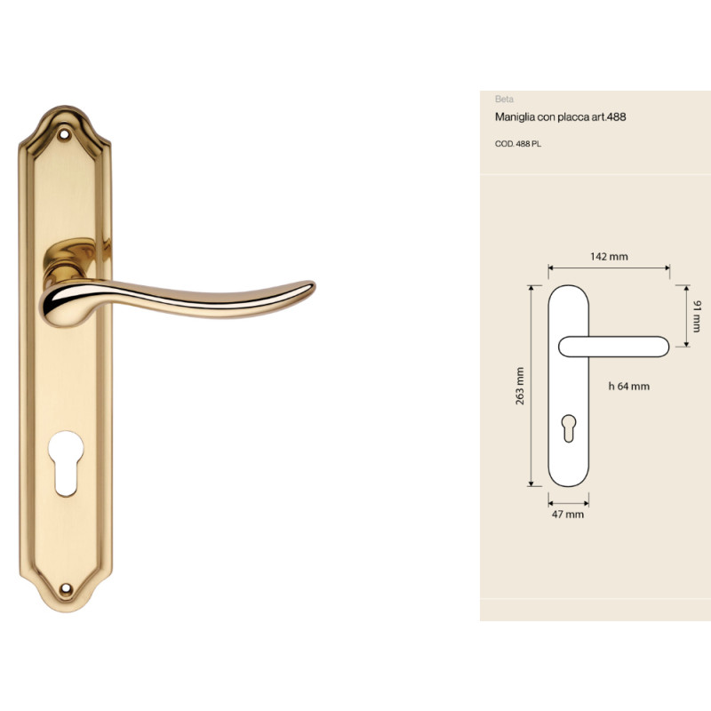 Beta Linea Calì Ручка на пластине для межкомнатных дверей