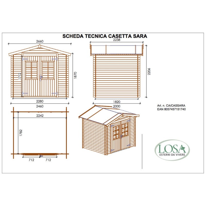 Деревянный домик для сада 246x200 см Сара Losa