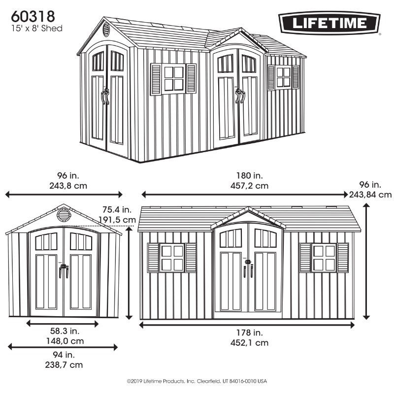 Большой и просторный садовый сарай из ПВХ Lifetime Utah