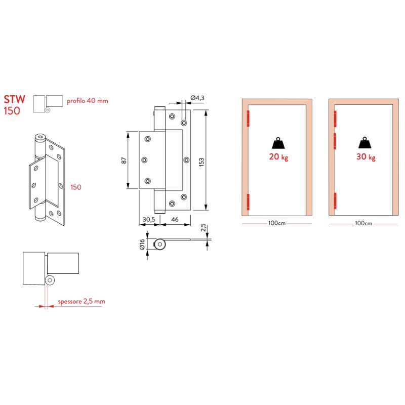 Пружинная петля 150x40 Justor STW 150 Уменьшенная толщина