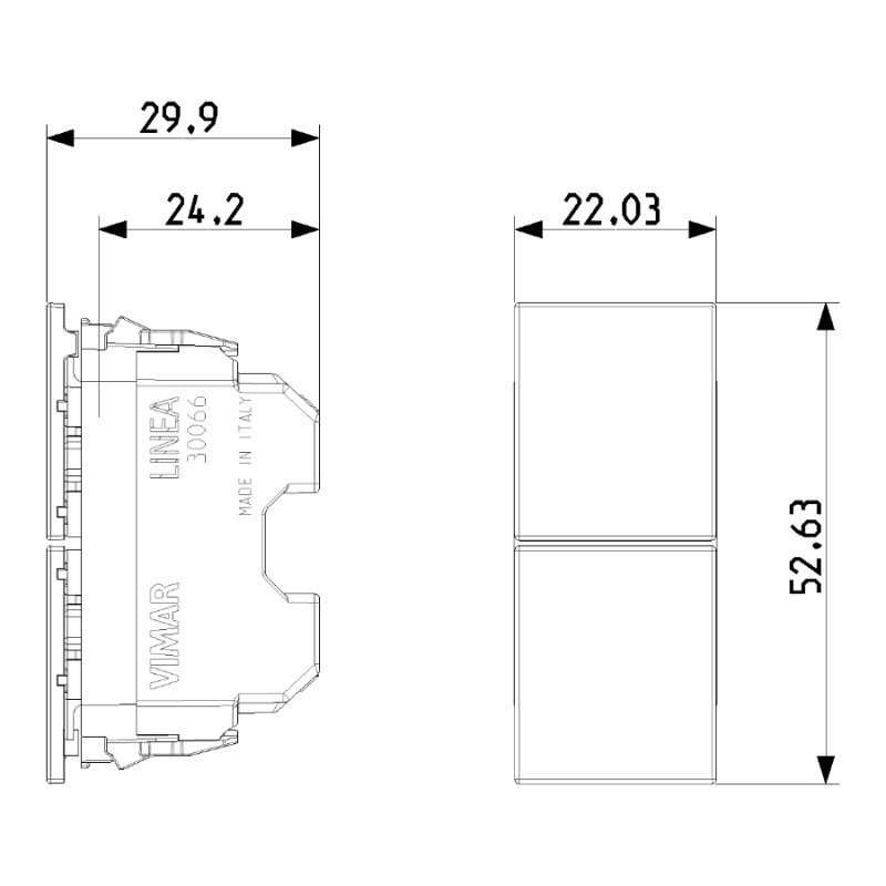 Две независимые кнопки LINEA VIMAR 30066 1P NO 10 A 250 V~