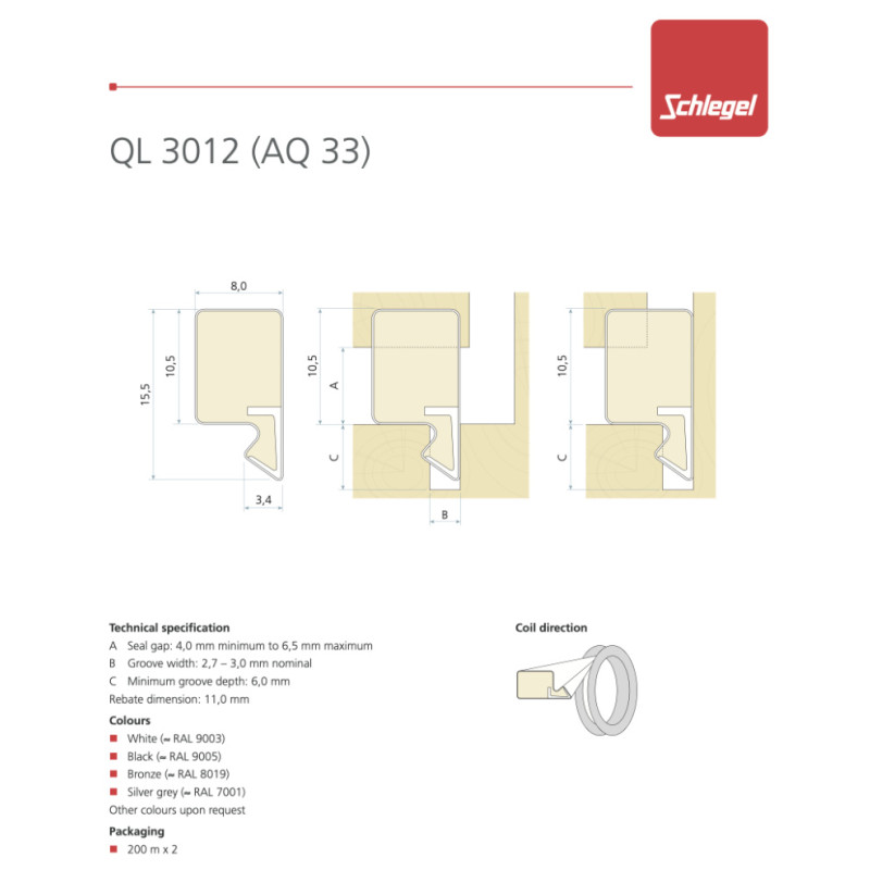 Уплотнитель QL 3012 Schlegel для деревянных окон