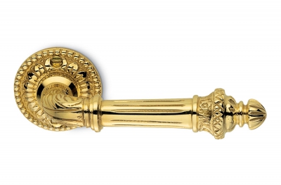 Дверная ручка из натуральной латуни Empire на розетке с украшениями, сделанными в Италии Antologhia