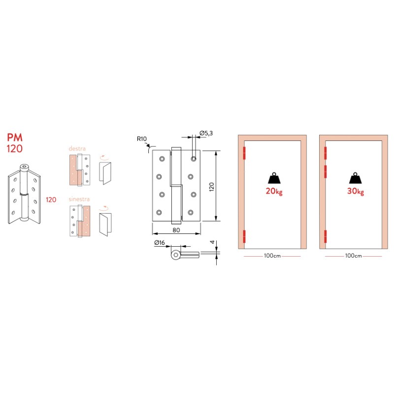 Justor PM 120 пружинный штифт левый или правый 2 шт