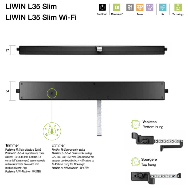 Liwin L35 Slim Comunello Цепной привод для окон