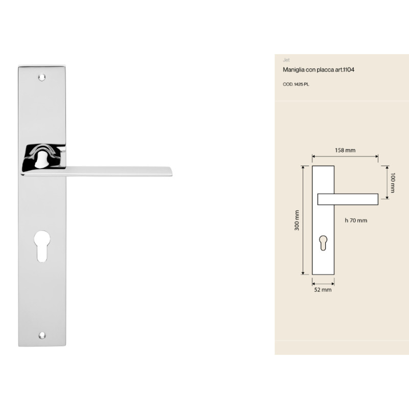 Ручка с латунной пластиной Jet Linea Calì современный тонкий дизайн