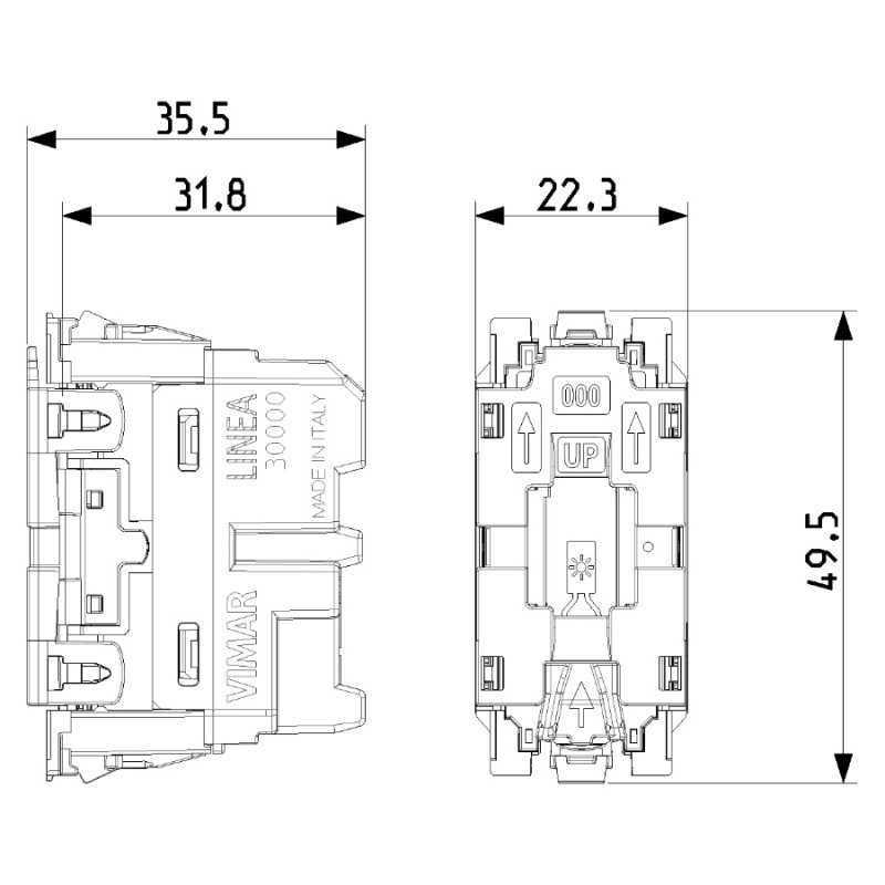 Механизм переключения VIMAR LINEA 3000 Розетки без кнопок