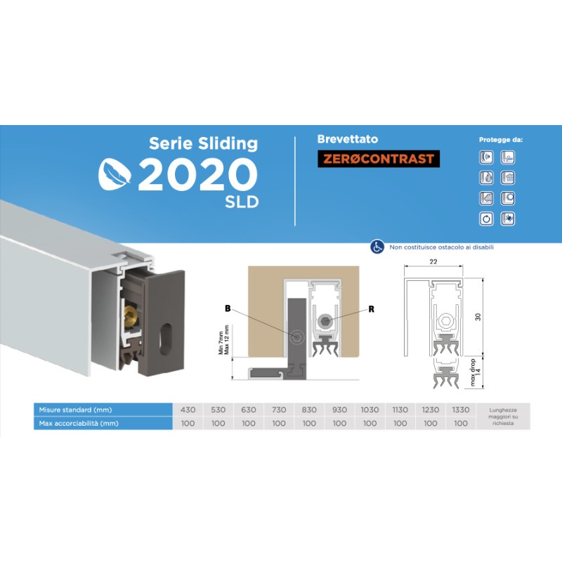 Ограничитель сквозняка для раздвижной двери 2020LSD Comaglio Sliding Series