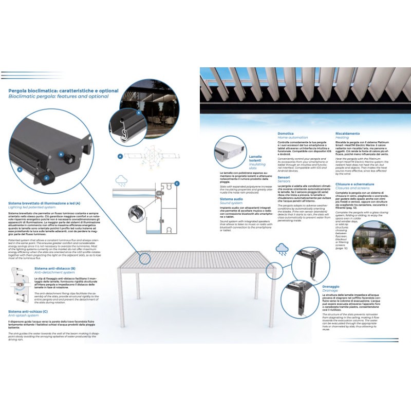 Биоклиматическая пергола Velia Effezeta System Light Experience