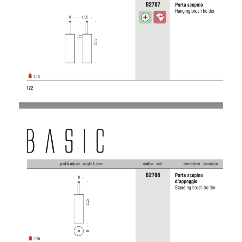 Держатель туалетной щетки ванной комнаты Colombo Design Basic