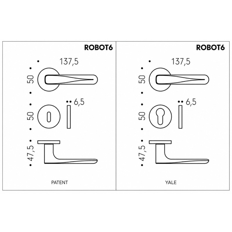 Robot6 Colombo Design дверная ручка с круглой розеткой 6 мм