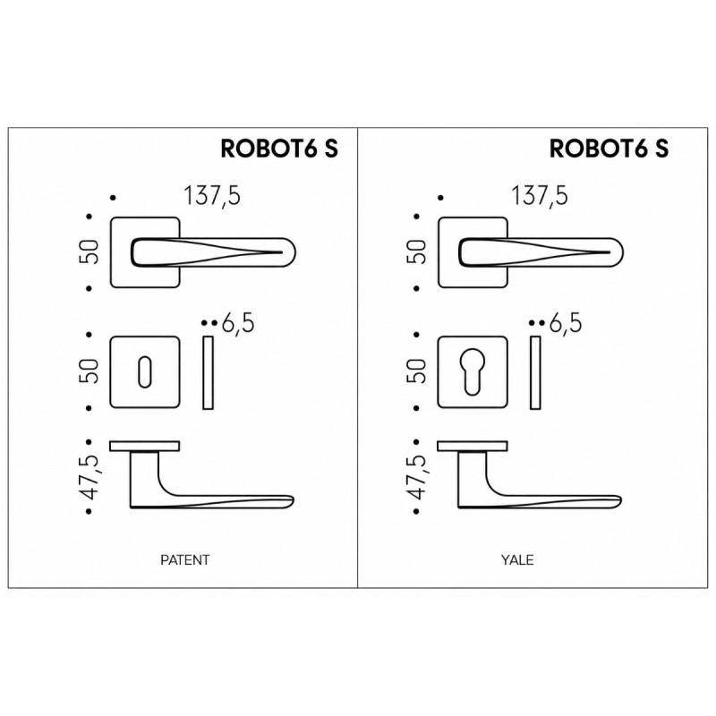 ROBOT6 S Colombo Design — дверная ручка с квадратной розеткой 6 мм