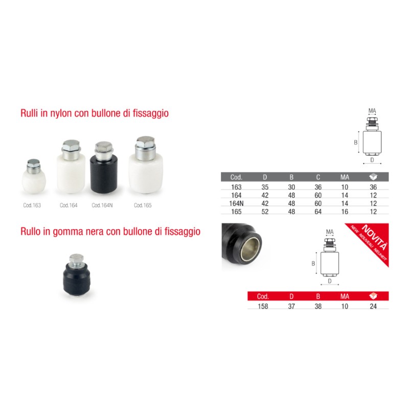 Нейлоновый ролик с крепежным болтом для раздвижных ворот