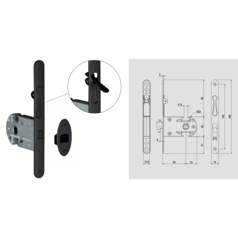 Замок для раздвижных деревянных дверей Reguitti S01SR50T