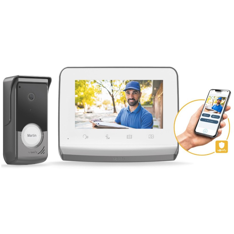 Somfy V350 Connect подключенный видеодомофон открытие смартфона