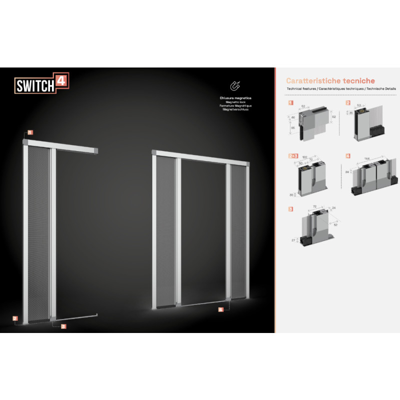 Switch4 PRIMED Боковая Рулонная Москитная Сетка для Дверей