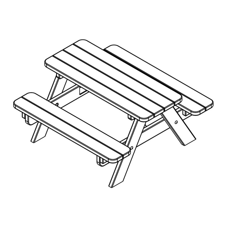 Детский стол для пикника из сосны 90x90 см