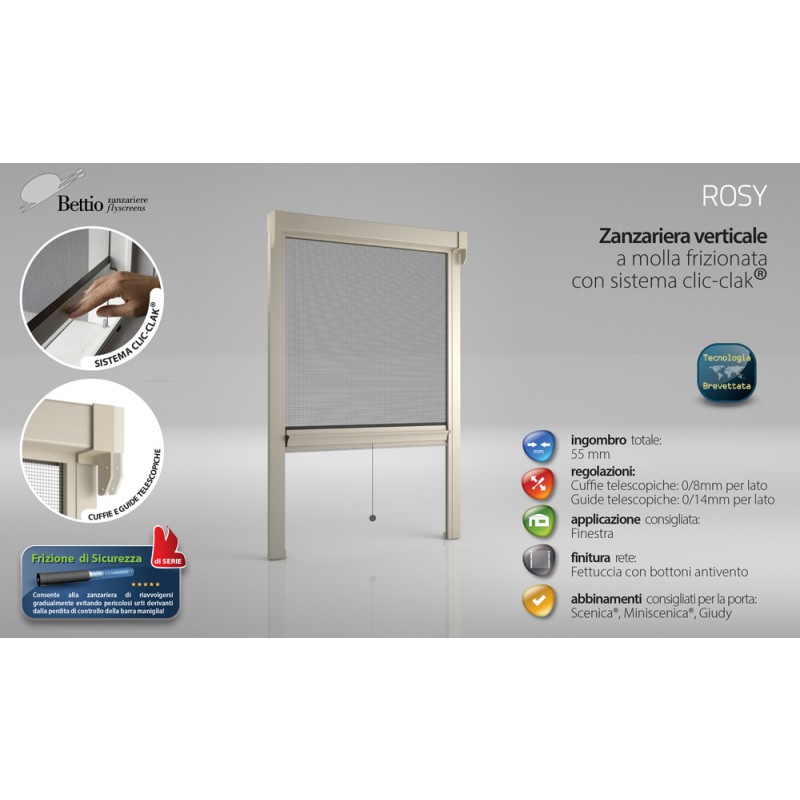 Москитная сетка Bettio Розовый Весна потер Click-Clack и направляет Вертикальная весна